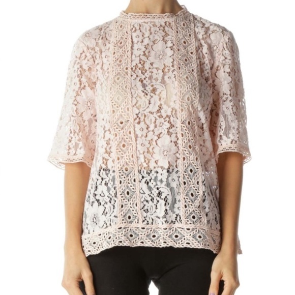 LOFT Pink Floral Lace Blouse size XSP - Picture 9 of 9